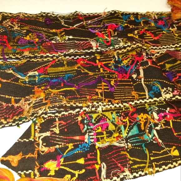 Vintage HANDSEWN Guatemala TOCOYAL table runner SASH 9 FT head wrap - Picture 4 of 7